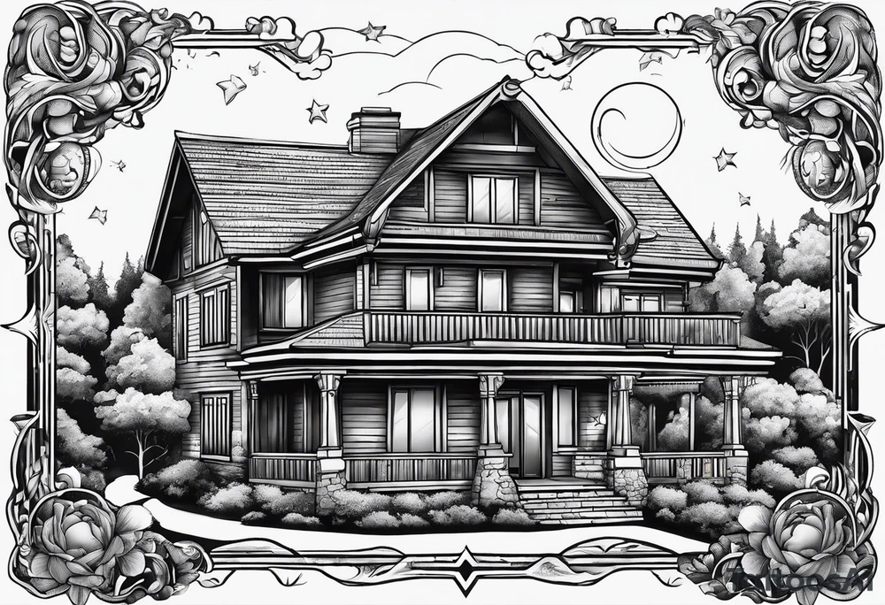 house with planet Earth inside tattoo idea