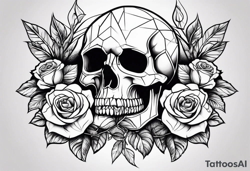 skull and roses tattoo idea