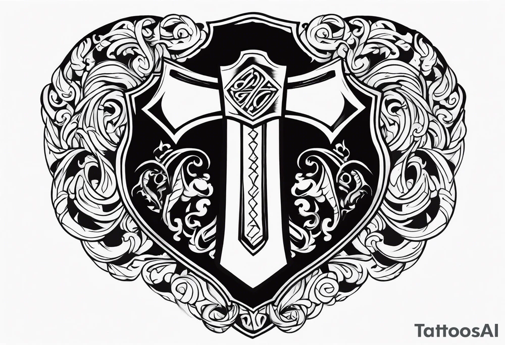 Valhalla round shield 
 cloud axe tattoo idea