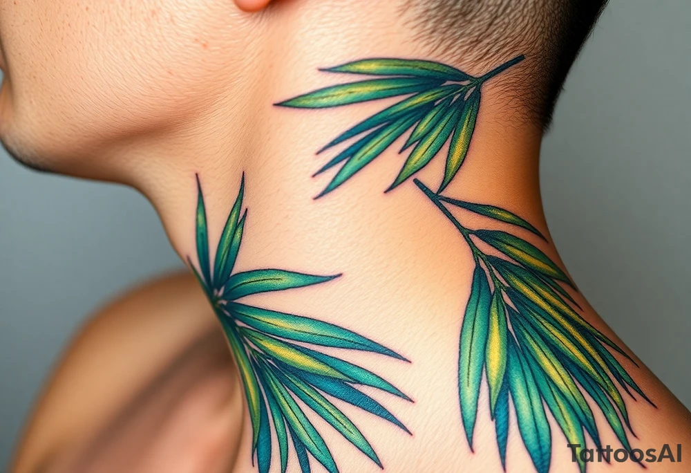 large woven palm leaves tattoo idea