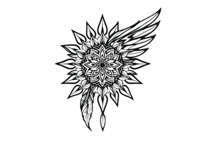 spiritual feather indian mandala shaman tattoo idea