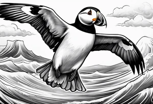a flying puffin tattoo idea