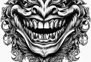 Bondage vampire teeth tattoo idea