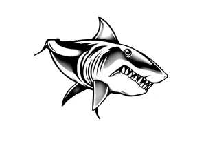 Masculine strong shark flowing tattoo idea