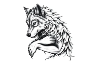 Big bad wolf hugging and puffing tattoo idea