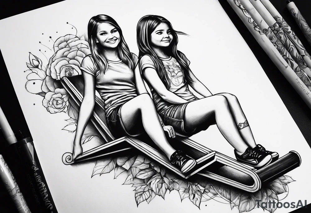 Two girls on a teeter totter tattoo idea