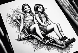 Two girls on a teeter totter tattoo idea