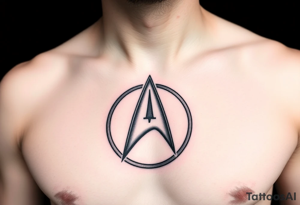 Star Trek Captain Kirk emblem on front left breast tattoo idea