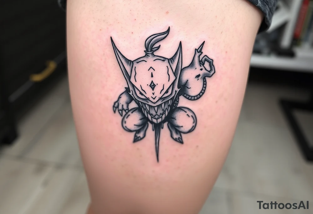 GENGAR FROM POKÉMON AND VENOM FROM MARVEL FUSION tattoo idea