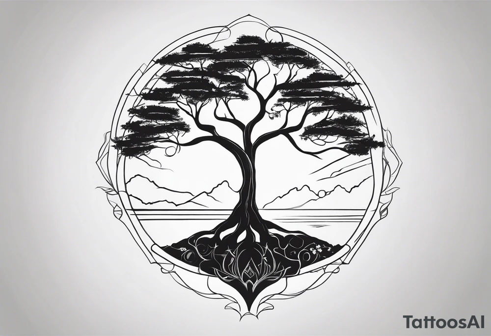 A tree of life and the last name “wakchhali” under it tattoo idea