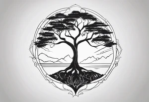 A tree of life and the last name “wakchhali” under it tattoo idea