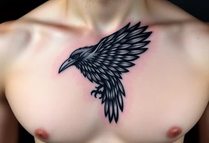 linear abstract raven tattoo idea