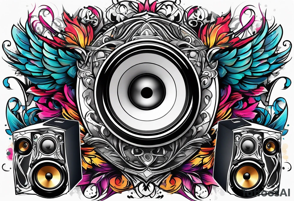 speaker, concert sound tattoo idea