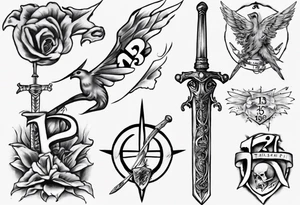 memorial tattoo using "13" and a sword tattoo idea