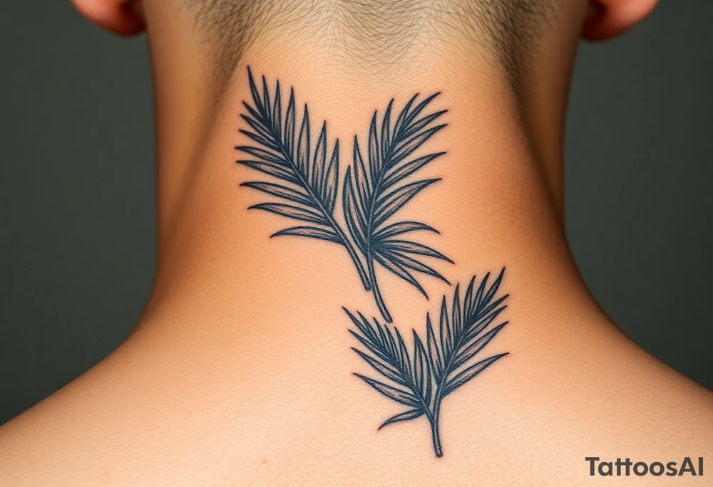 large woven palm leaves tattoo idea