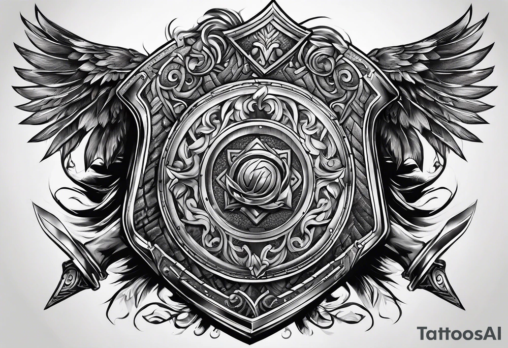 Valhalla sword shield axe armour tattoo idea