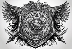 Valhalla sword shield axe armour tattoo idea