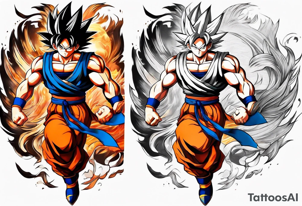Sleeve tattoo topete name goku, tattoo idea