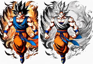 Sleeve tattoo topete name goku, tattoo idea