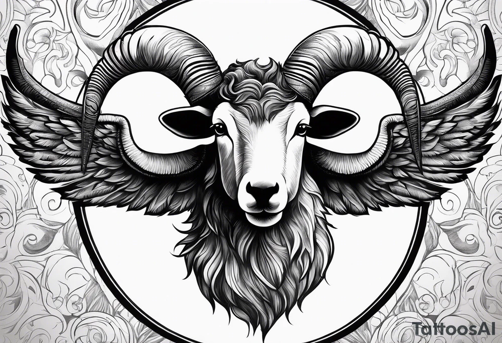 Black sheep with horns and angel wings for arm tattoo tattoo idea