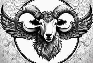 Black sheep with horns and angel wings for arm tattoo tattoo idea