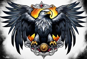 Dark eagle chest tattoo idea