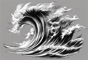 Realisitc depiction of strong wind surging. The style will be of a paint brush tattoo idea