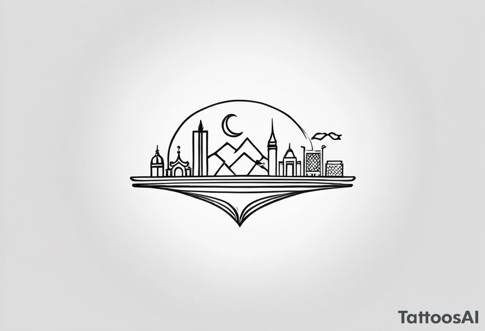 a minimalistic, very small, fine line tattoo symbolizing my love to travel the world and explore new cultures while also including a symbol of my home, my family and friends, who I am very grateful for tattoo idea
