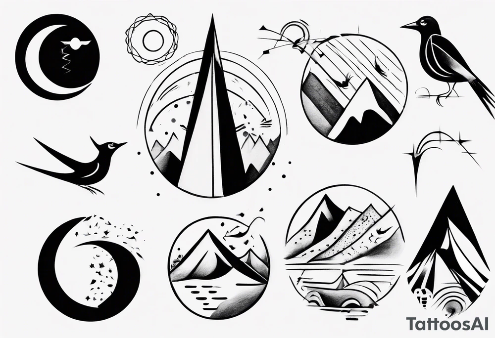 mountains birds tattoo idea