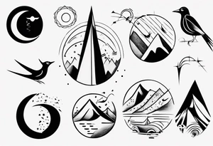mountains birds tattoo idea