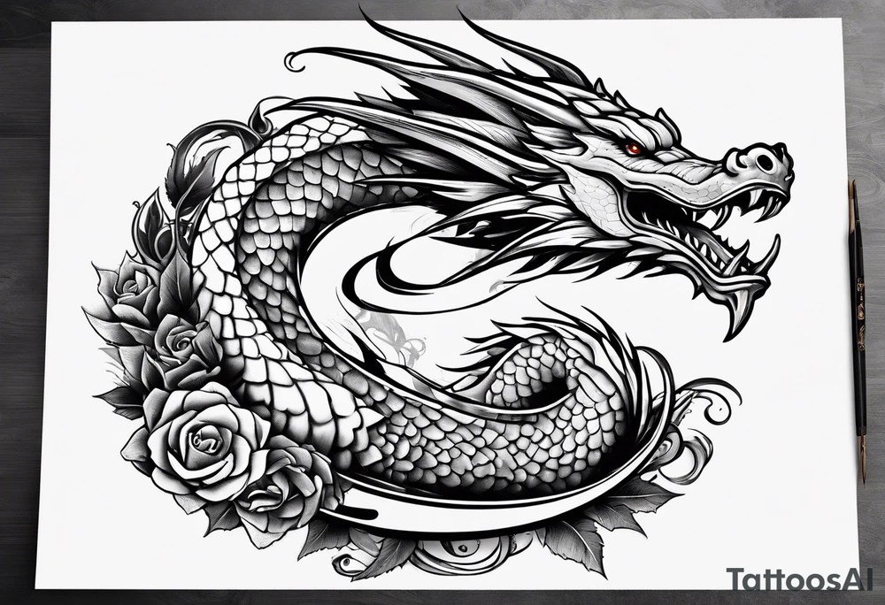 Drache mit Schlangenkörper tattoo idea