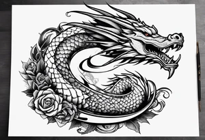 Drache mit Schlangenkörper tattoo idea