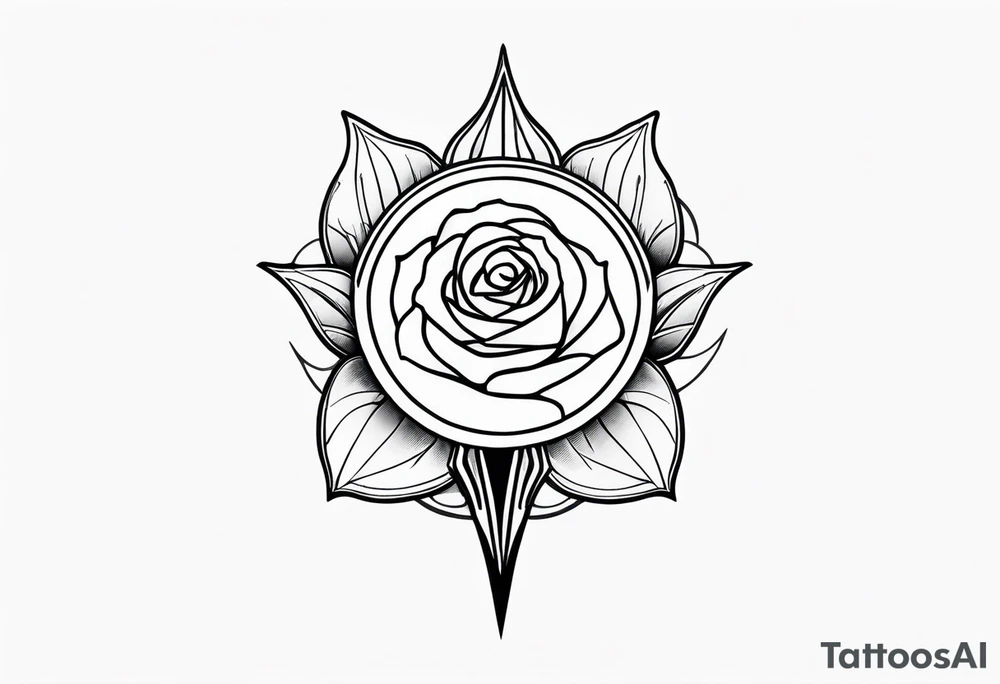 Dagger sun rose tattoo idea