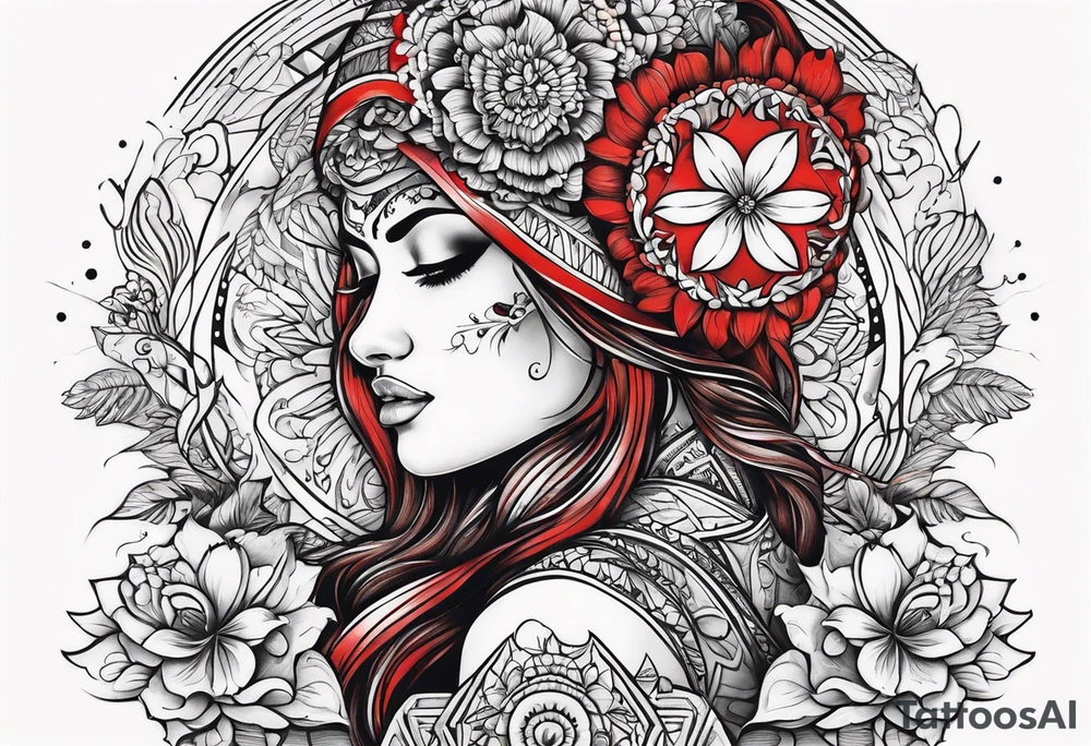 Couple's tattoos red head and brown mexican tattoo idea