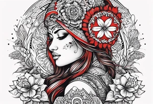 Couple's tattoos red head and brown mexican tattoo idea