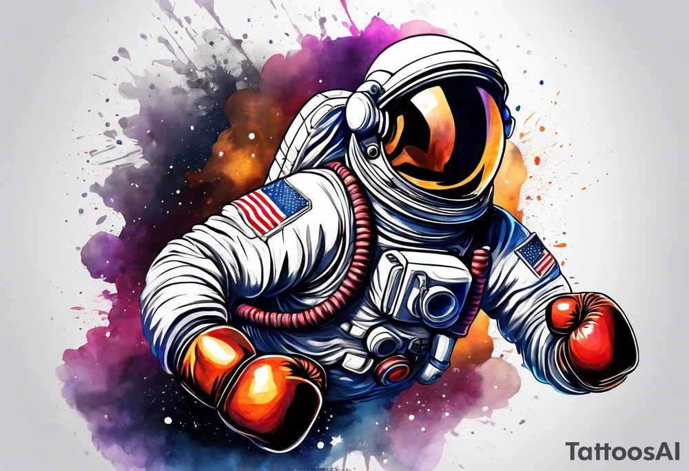 Astronaut with boxing gloves tattoo idea