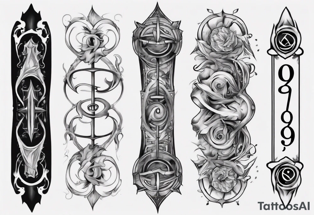 number 9 right side up and upside down connected tattoo black and grey on inside forearm 9:16 aspect ratio tattoo idea