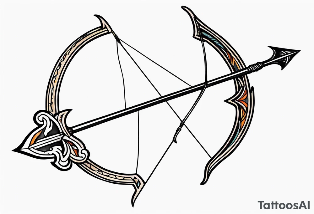 bow and arrow not stretched tattoo idea