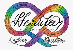rainbow infinity symbol with the words 
Here and Neuroqueer tattoo idea