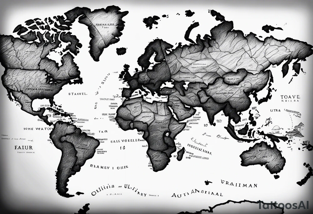travel, world map, leg tattoo tattoo idea
