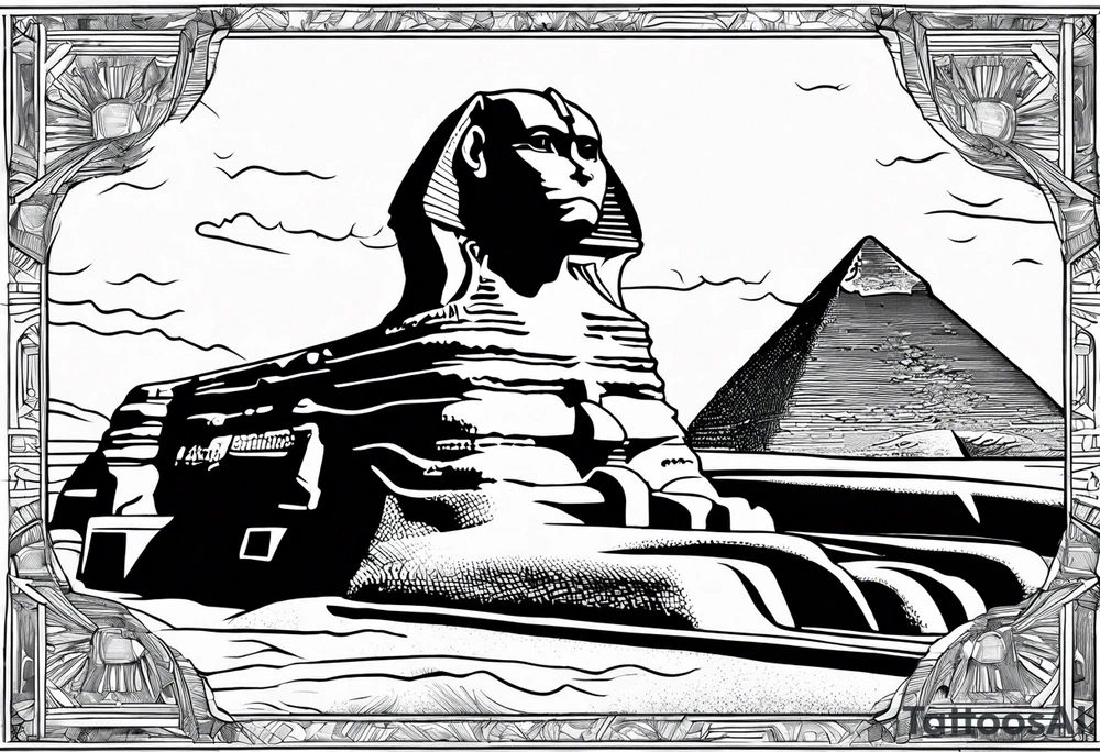 The Great Sphinx of Giza breaking the pyramids of Egypt tattoo idea