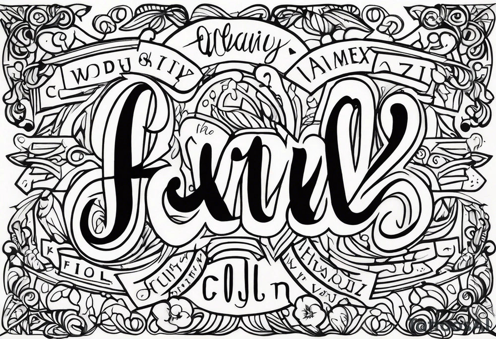 Word family tattoo idea