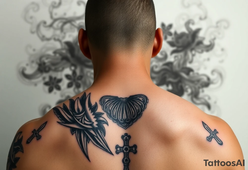 Saint judas realistic and smoke background tattoo idea