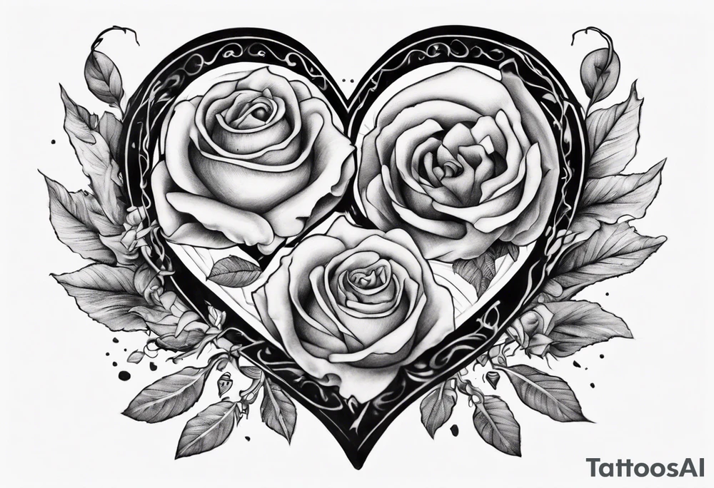 A black heart with the words Lucas and Margaret tattoo idea