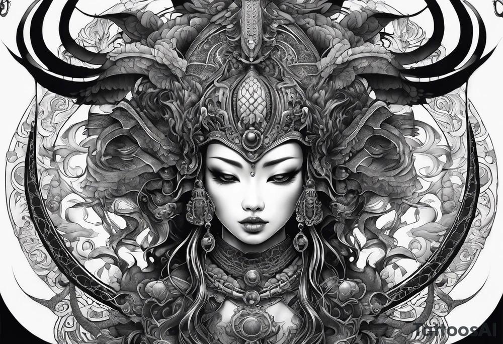 Japanese tattoo in the style of Giger tattoo idea