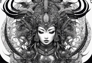 Japanese tattoo in the style of Giger tattoo idea