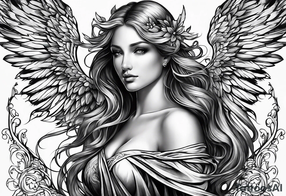 Angel tattoo sleeve tattoo idea