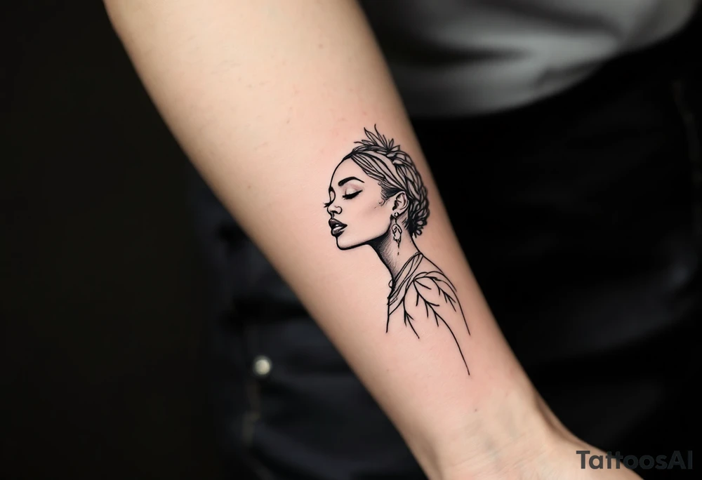 A tattoo with a black woman in it about divinity tattoo idea