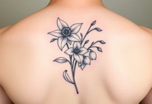 Daffodil,Daisy and lily of the valley intertwined tattoo idea