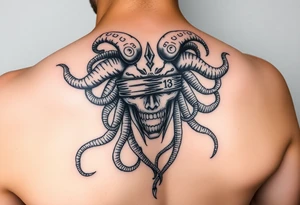 powerful majestic medusa. Simple but intricate. The number 13 somewhere in the tattoo. The eyes covered or taped. Throw a little virgo in there tattoo idea